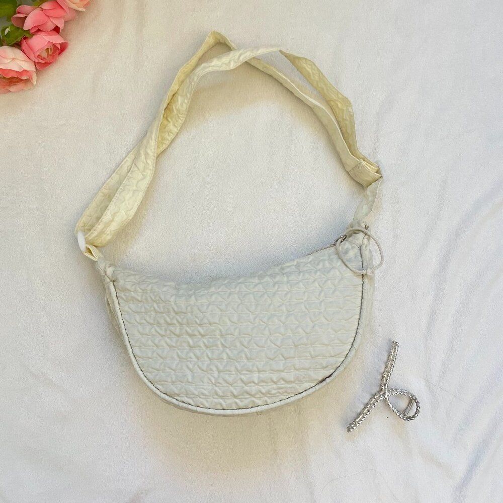 Pastel Yellow Puffy Crossbody Bag with Adjustable Strap